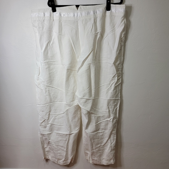 Ashley Stewart White Linen/Rayon Blend Lightweight Pants - Picture 3 of 5